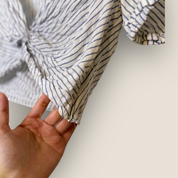 All Saints | Alana Striped Twisted Crop | Size 4 | White/Blue - Picture 7 of 12